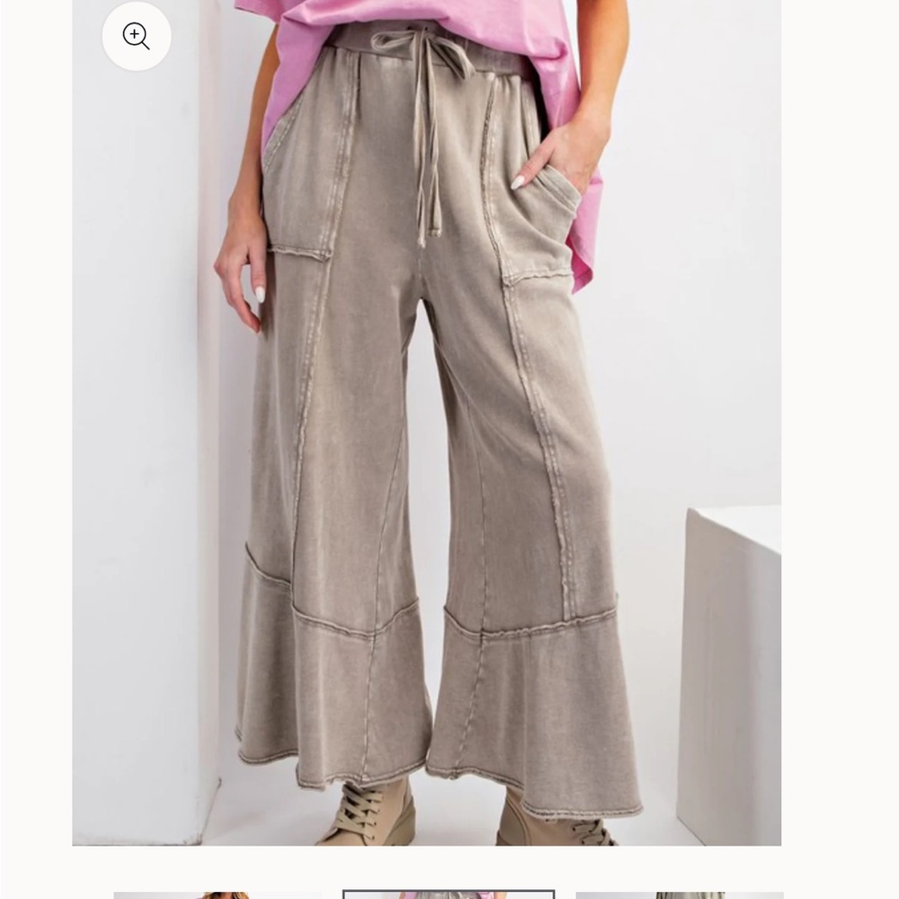 Easel wide leg mineral washed terry cloth sweatpants